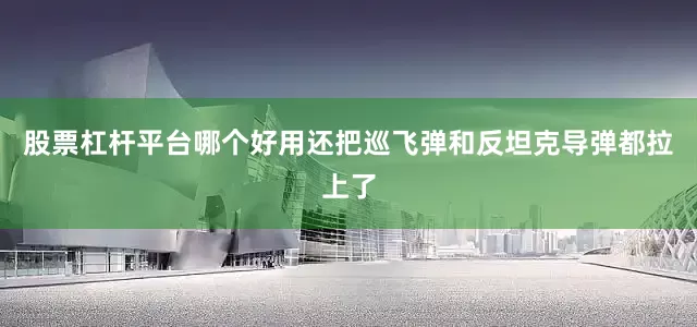 股票杠杆平台哪个好用还把巡飞弹和反坦克导弹都拉上了